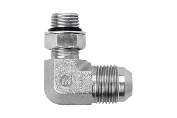 HOSE FITTING 90 DEG FITTING -08 FLARE TO -06 ORB H19021